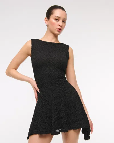 Abercrombie & Fitch Slash Lace Mini Dress In Black