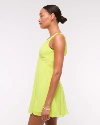 Abercrombie & Fitch V-neck Twist Godet Mini Dress In Yellow