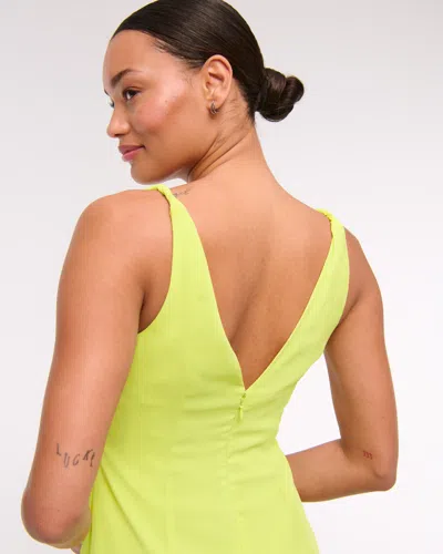 Abercrombie & Fitch V-neck Twist Godet Mini Dress In Yellow