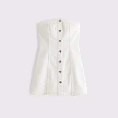 Abercrombie & Fitch The A&f Mara Strapless Denim Mini Dress In White