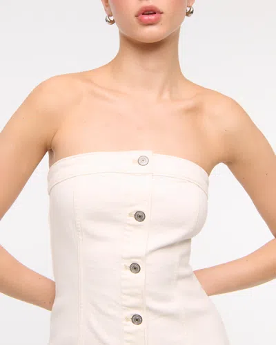 Abercrombie & Fitch The A&f Mara Strapless Denim Mini Dress In White