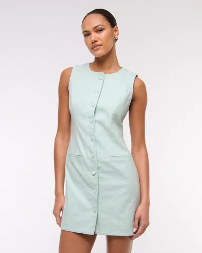 Abercrombie & Fitch The A&f Mara Linen-blend Mini Dress In Green