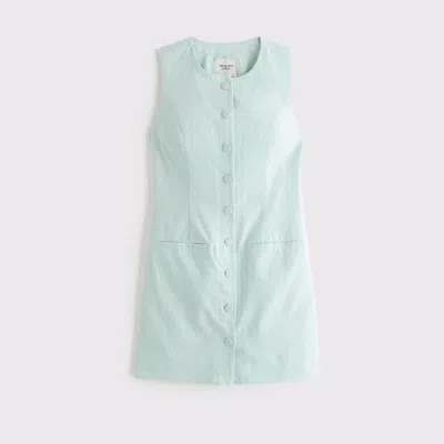 Abercrombie & Fitch The A&f Mara Linen-blend Mini Dress In Green