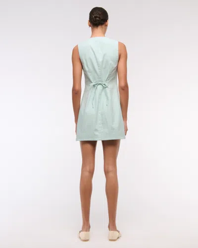 Abercrombie & Fitch The A&f Mara Linen-blend Mini Dress In Green