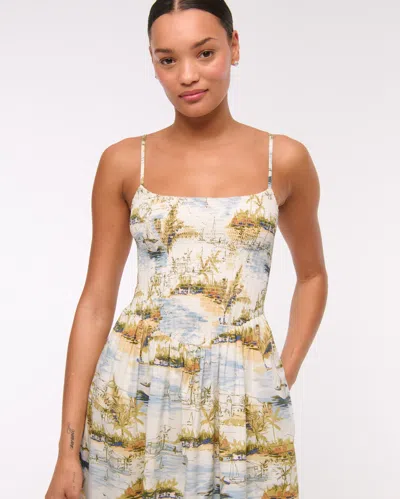 Abercrombie & Fitch Dipped-waist Smocked Midi Dress In Multi