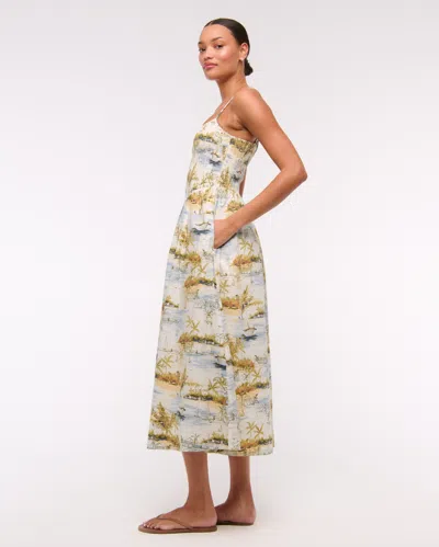 Abercrombie & Fitch Dipped-waist Smocked Midi Dress In Multi