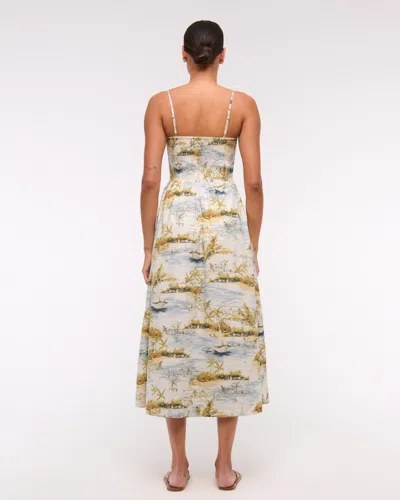 Abercrombie & Fitch Dipped-waist Smocked Midi Dress In Multi