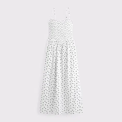 Abercrombie & Fitch Dipped-waist Smocked Midi Dress In White