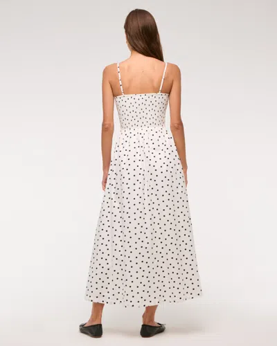 Abercrombie & Fitch Dipped-waist Smocked Midi Dress In White