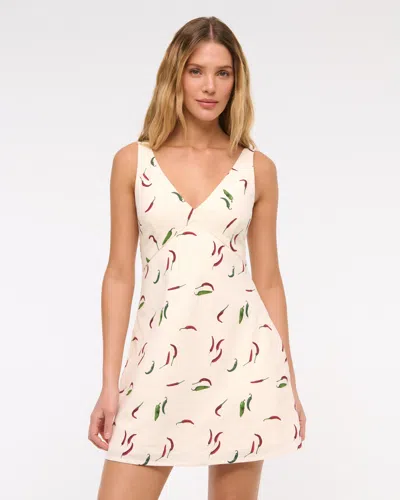 Abercrombie & Fitch V-neck Linen-blend Mini Dress