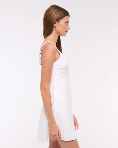 Abercrombie & Fitch V-neck Linen-blend Mini Dress In White