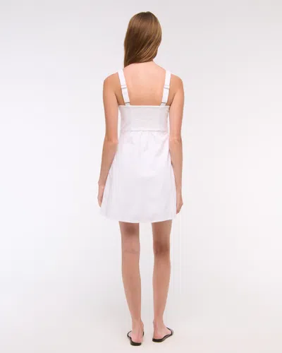 Abercrombie & Fitch V-neck Linen-blend Mini Dress In White