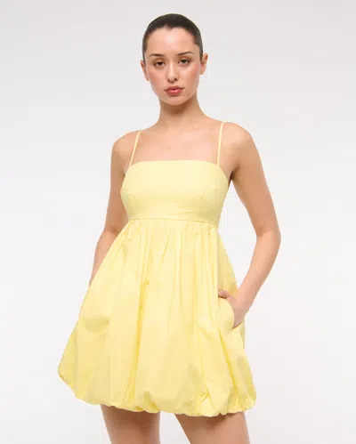 Abercrombie & Fitch Babydoll Bubble Hem Mini Dress In Yellow