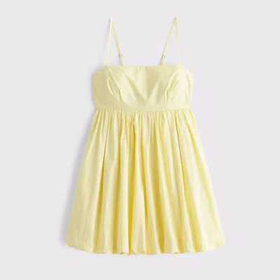 Abercrombie & Fitch Babydoll Bubble Hem Mini Dress In Yellow