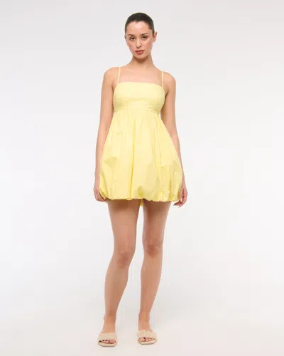 Abercrombie & Fitch Babydoll Bubble Hem Mini Dress In Yellow