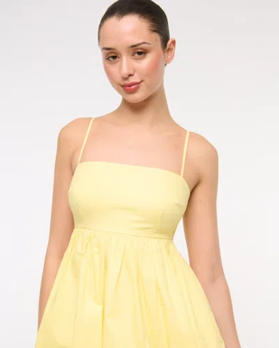 Abercrombie & Fitch Babydoll Bubble Hem Mini Dress In Yellow