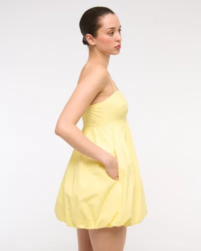Abercrombie & Fitch Babydoll Bubble Hem Mini Dress In Yellow