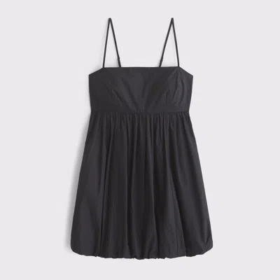 Abercrombie & Fitch Babydoll Bubble Hem Mini Dress In Black