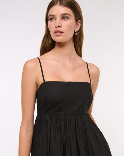 Abercrombie & Fitch Babydoll Bubble Hem Mini Dress In Black
