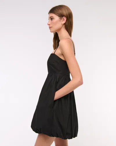 Abercrombie & Fitch Babydoll Bubble Hem Mini Dress In Black