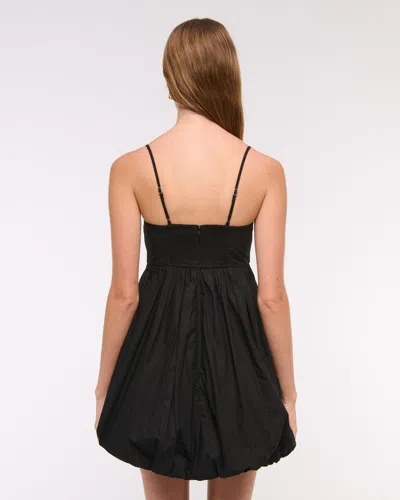 Abercrombie & Fitch Babydoll Bubble Hem Mini Dress In Black