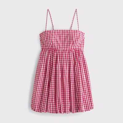 Abercrombie & Fitch Babydoll Bubble Hem Mini Dress In Red