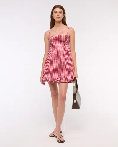 Abercrombie & Fitch Babydoll Bubble Hem Mini Dress In Red