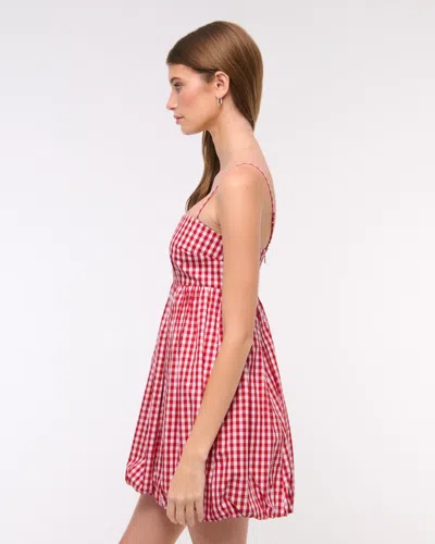 Abercrombie & Fitch Babydoll Bubble Hem Mini Dress In Red