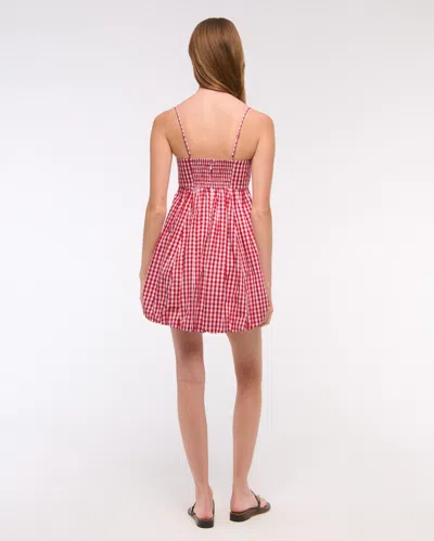 Abercrombie & Fitch Babydoll Bubble Hem Mini Dress In Red