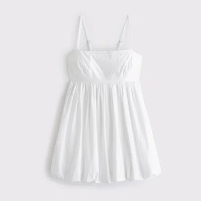 Abercrombie & Fitch Babydoll Bubble Hem Mini Dress In White