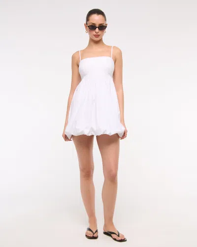 Abercrombie & Fitch Babydoll Bubble Hem Mini Dress In White