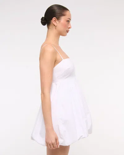 Abercrombie & Fitch Babydoll Bubble Hem Mini Dress In White