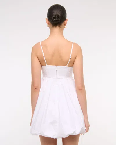 Abercrombie & Fitch Babydoll Bubble Hem Mini Dress In White