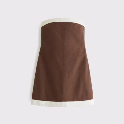 Abercrombie & Fitch The A&f Scarlett Strapless Linen-blend Skort In Brown