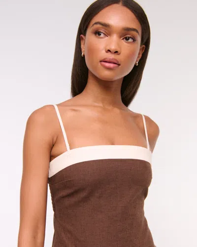 Abercrombie & Fitch The A&f Scarlett Strapless Linen-blend Skort In Brown