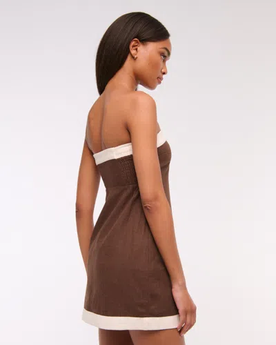 Abercrombie & Fitch The A&f Scarlett Strapless Linen-blend Skort In Brown