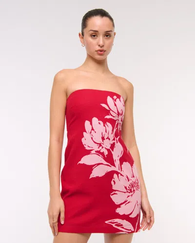 Abercrombie & Fitch The A&f Scarlett Strapless Linen-blend Skort In Red