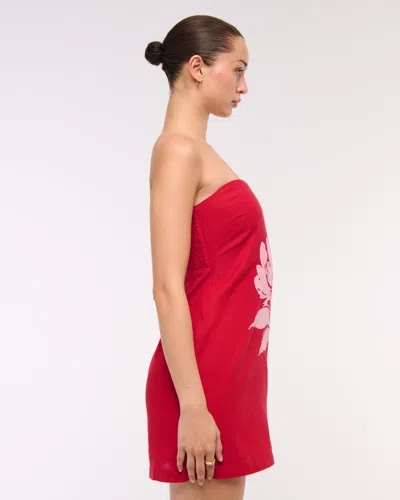 Abercrombie & Fitch The A&f Scarlett Strapless Linen-blend Skort In Red