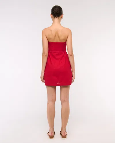 Abercrombie & Fitch The A&f Scarlett Strapless Linen-blend Skort In Red