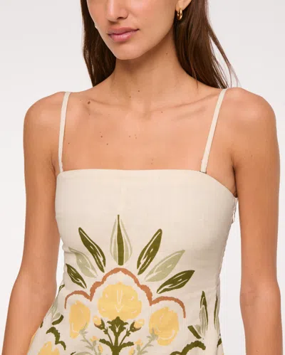 Abercrombie & Fitch The A&f Scarlett Strapless Linen-blend Skort In Yellow