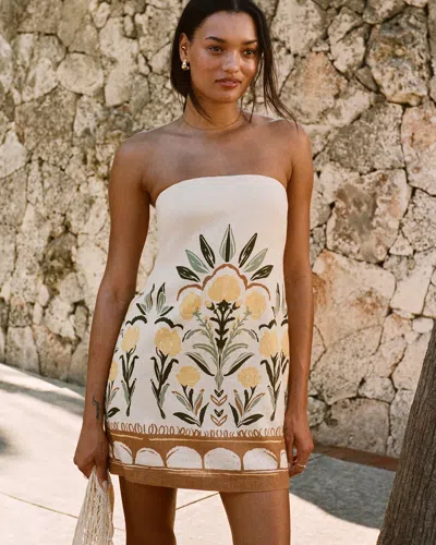 Abercrombie & Fitch The A&f Scarlett Strapless Linen-blend Skort In Yellow