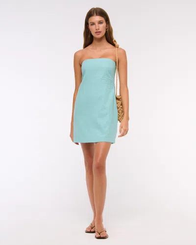 Abercrombie & Fitch The A&f Scarlett Strapless Linen-blend Skort In Blue