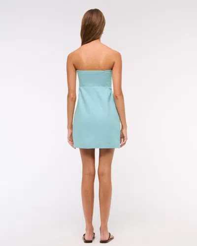 Abercrombie & Fitch The A&f Scarlett Strapless Linen-blend Skort In Blue