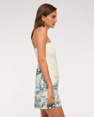 Abercrombie & Fitch The A&f Scarlett Strapless Linen-blend Skort In Blue