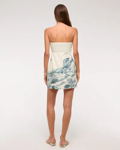 Abercrombie & Fitch The A&f Scarlett Strapless Linen-blend Skort In Blue