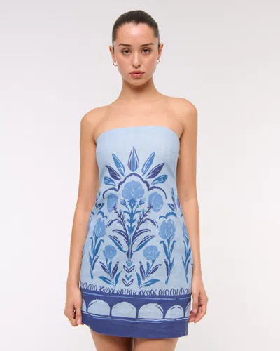 Abercrombie & Fitch The A&f Scarlett Strapless Linen-blend Skort In Blue