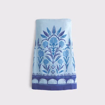 Abercrombie & Fitch The A&f Scarlett Strapless Linen-blend Skort In Blue