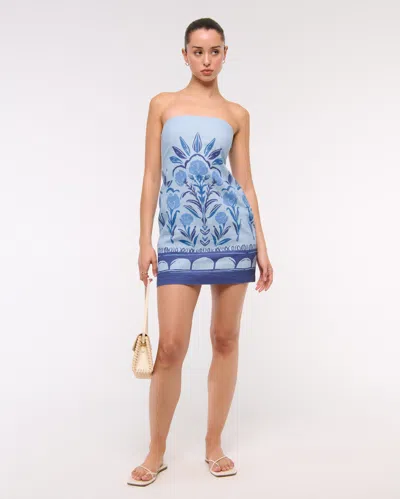 Abercrombie & Fitch The A&f Scarlett Strapless Linen-blend Skort In Blue