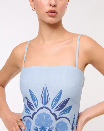 Abercrombie & Fitch The A&f Scarlett Strapless Linen-blend Skort In Blue