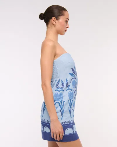 Abercrombie & Fitch The A&f Scarlett Strapless Linen-blend Skort In Blue